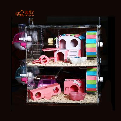 China PETCOME Large Breathable 2 Story Hamster Cage Wholesale Plastic Clear Acrylic Pet for sale