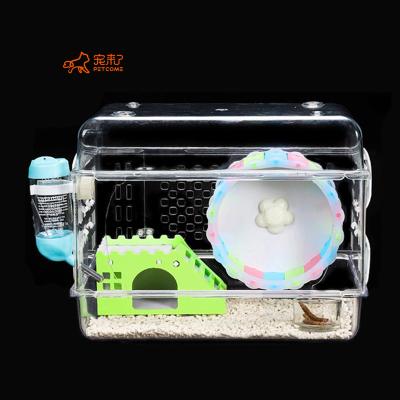 China PETCOME China Suppliers Large Luxury Breathable Transparent Hamster Cage Acrylic House With Toy for sale