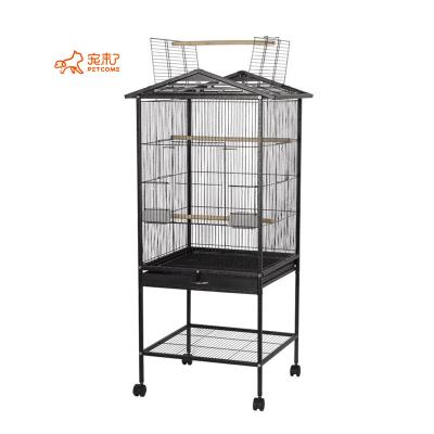 China Large Large Breathable PETCOME Parrot Breeding Suppliers Hot Sale Luxury Large Birdcage With Shelf for sale