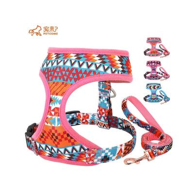 China PETCOME Factory Custom High Quality Cute Colorful Fancy Vest Puppy Harness And Leash Set for sale