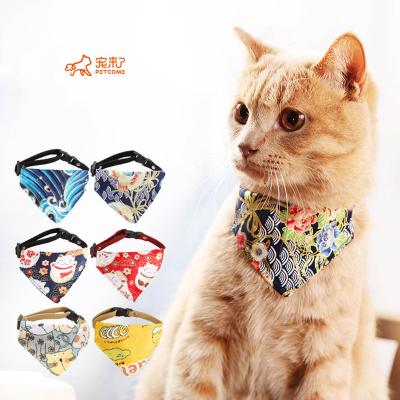 China New Stylish Fancy Colorful Designs Cheap Personalized Cat Bandana Collar Custom Cute From PETCOME Shopee for sale