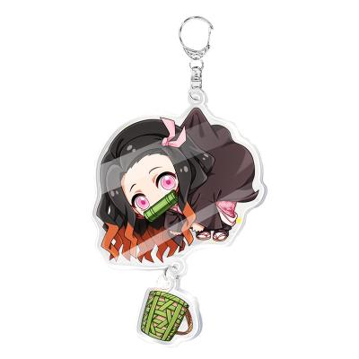 China Hot Selling Anime Animation Cartoon Cute Demon Slayer Acrylic Key Ring Key Chain for sale