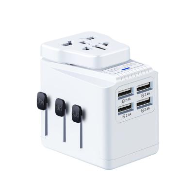 China All World EU USA UK AU Plug 4 USB A Universal Charging Power Travel Adapter Fast Charger for sale