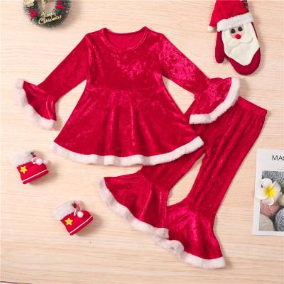 China Sweet Christmas Kids Girls Clothes Set Toddler Girls Snowman Tops And Rockets Christmas Outfit for sale