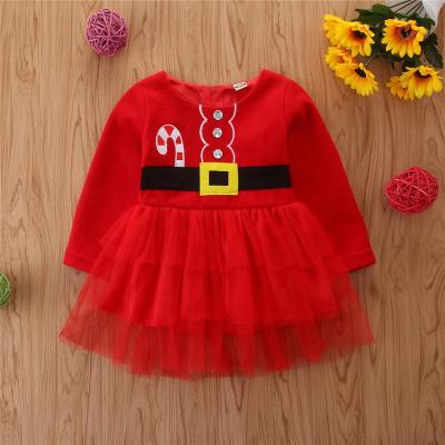 China Christmas Santa Claus Red Kids Baby Girls Anti-wrinkle Lace Up Tutu Dress Baby Christmas Clothes for sale