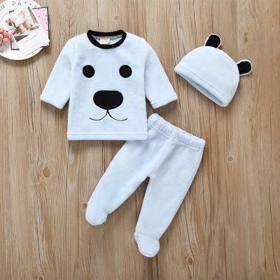 China Wholesale Anti-Shrink Newborn Baby Clothes Set Panda Kids Tops+Pants Baby Clothes Set Coral Fleece Winter for sale