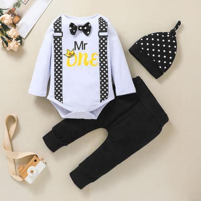 China Anti-shrink Comfy Baby Set Four Seasons Long Sleeve Funny Print Baby Boy Clothes Sets Kids Clothing Set for sale