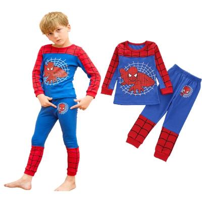 China Wholesale Breathable Kids Cartoon Superhero Spider Man Cotton Pajamas Boys Long Sleeve Sleepwear for sale