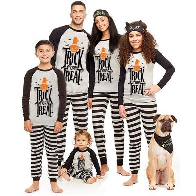 China Breathable Gray Trick Or Treat Halloween Pj's Family Matching Long Sleeve Pajamas Set Home Sleepwear for sale