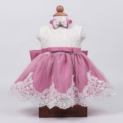 China Washable Newborn Dress For Girls Christening Birthday Outfit Babies Baptism Dress Princess With Headband for sale