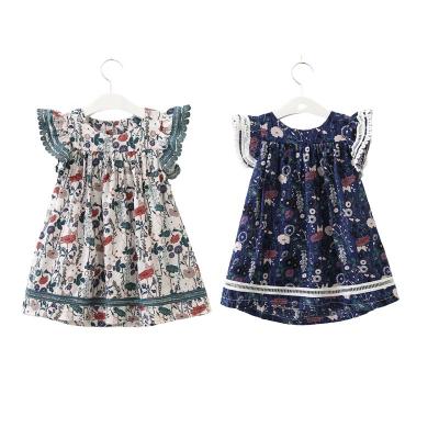 China Anti-wrinkle 2020 new baby style euro clothing girls floral flying sleeveless dress summer cute children for sale