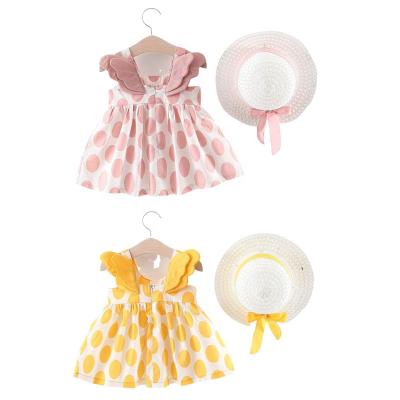 China 2020 Anti-wrinkle style baby western dress with wings behind new summer children's dot print infant sleeveless dress for sale