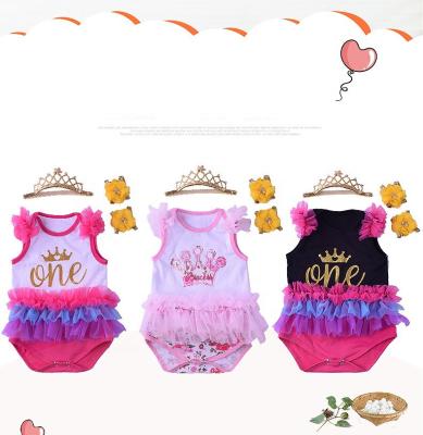 China Breathable Eco-Friendly Baby Dresses Birthday Cotton Infant Party Romper Dresses for sale