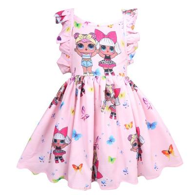 China Anti-static Children Girls Unicorn Solid Colored Geometric Sleeveless Active Dress Blushing Pink for sale