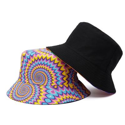 China Fashion Adult Kaleidoscope Hat Fashion Fisherman Sunscreen Double Sided Hat for sale