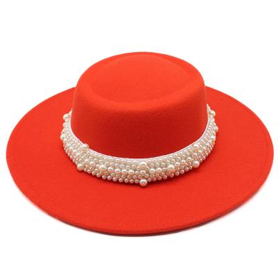 China Fedora Hats Fashion Round Flat Surface Round Brim Top Hat Wool Concave Concave Concave Large Top Hat New For Women for sale