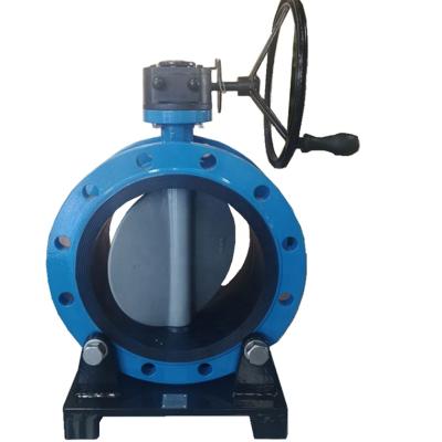 China DN500 Concentric Iron Ductile Double Flanged Butterfly Valve Concentric Resilient Sealed With Worm Gear for sale