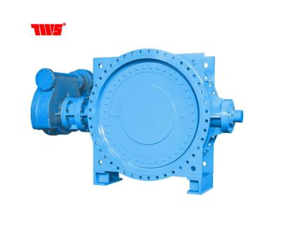 China DN2400 PN10 double flange 96 inch general large size eccentirc butterfly valve with worm gear for sale