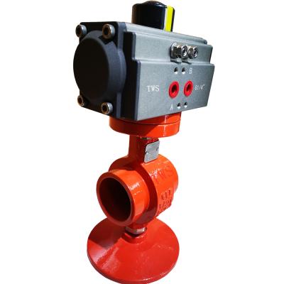 China General Pneumatic Actuated DN50 Grooved End Butterfly Valve In Ductile Iron Material Grooved Valve With Factory Price for sale