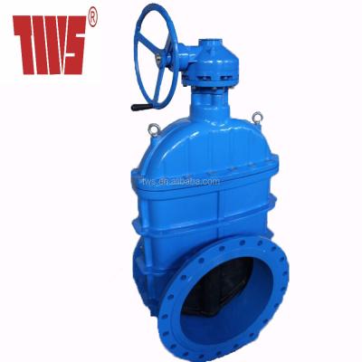 China Water Resilient DI Flanged Wedge Gate Valve With Bevel Gear Actuator for sale