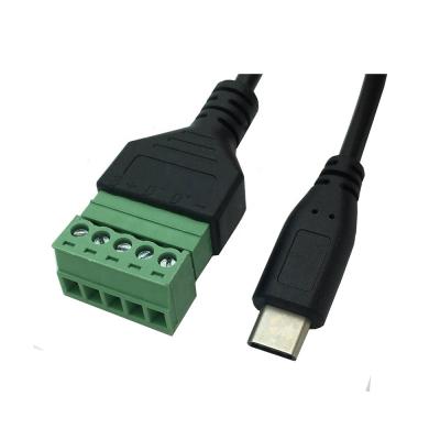 China Data Transmission USB 3.1 Type C Male To 5 Pin Screw Adapter Cable (USB 3.1 Type-C Male) 30cm for sale