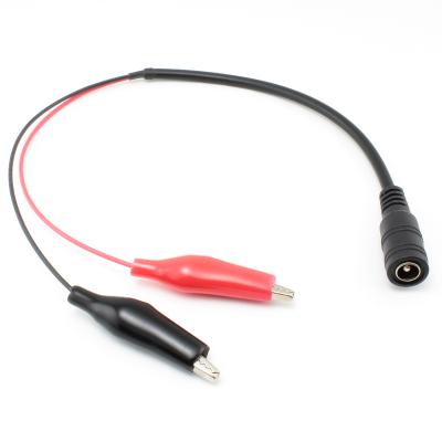 China Industrial 5.5x2.5mm DC Barrel Jack To Dual Clips Connector Cable for sale