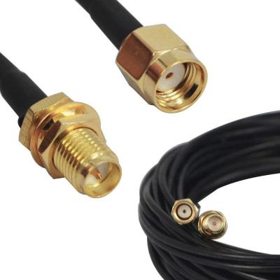 China PE 3m (10FT) RP-SMA Male to Female Wifi Antenna Connector Extension Cable Black (RG174-3M-N) for sale