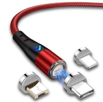 China MP3/MP4 Quick Player 3A Charging Usb Cable Phone Accessories 3 in 1 Charging Cable 3pin Magnetic Straight Usb Charging Cable for sale