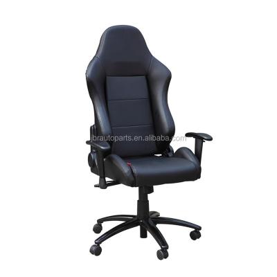 China Elevator Chair Racing Style Office Chair Gaming Seat Executive Leather Chair Top With Adjustable Arm Rest And Metal Base for sale