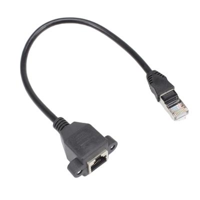 China Cable RJ45 Male To Female Screw 8 Panel Mount Ethernet Extension Cable for sale