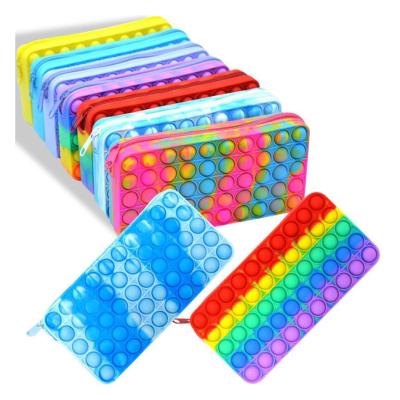 China Portable Mini Fashion Rainbow Silicone Stress Reliever Bubble Jumpy Person Toy Jumping Noise It Squeeze For Kids Girls for sale