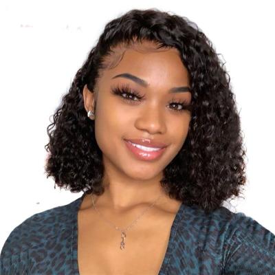 China Jerry Curl Brazilian Virgin Hair Lace Front Wigs 100% Lace Front Wigs Short Jerry Curly Remy Human Hair Transparent Swiss for sale