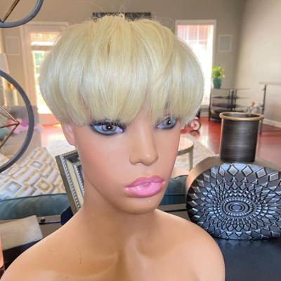 China Pixie Cut Wig Pixie Cut Wig Black 1b/27 Honey Blonde Short Virgin Human Hair No Lace Wigs Machine Made for sale