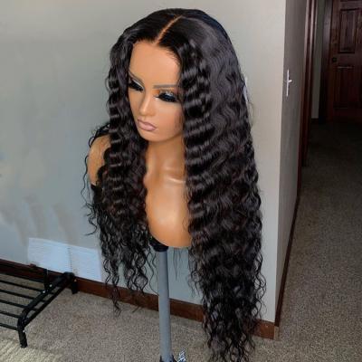 China Deep Wave Swiss Lace Remy Brazilian Human Hair Natural Color Pre Plucked Lace Front Wigs for sale