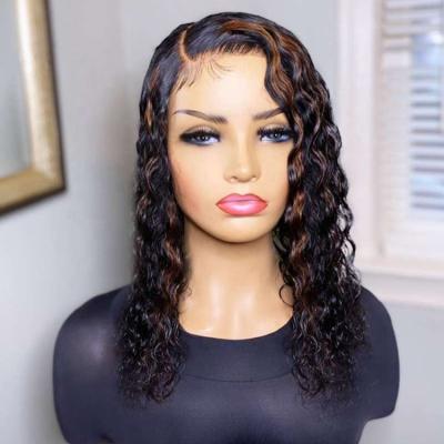 China Water Wave Water Wave Highlight Color Virgin Hair Swiss Lace Front Wigs For Black Women Pre Plucked Natural Hairline for sale