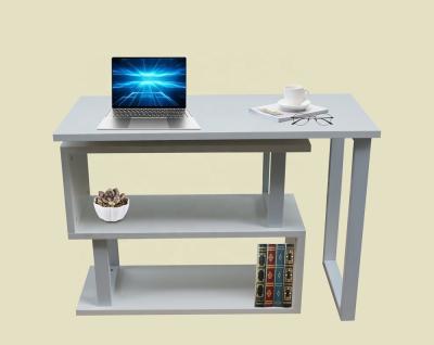 China Expandable Home Office Computer Desk PC Laptop POS Table with Shelves Storage Shelf for sale