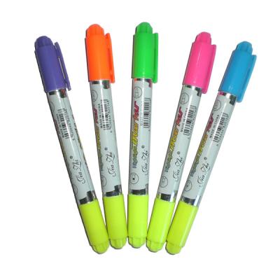 China Double Sided Tip Double Head Colored Pens Highlighter Bars Office School Fluorescent Art Pen for sale