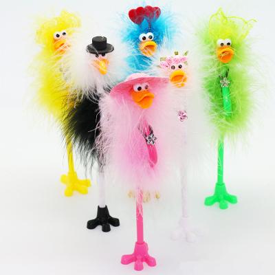 China Lovely Design CH-6874 Ostrich Duck Feather Fluffy Ballpoint Pen Custom Stationery Promotional Pens for sale