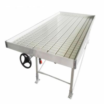 China Water-saving Irrigation System Agriculture Greenhouse Irrigation Commercial Hydroponic Ebb and Flow Tray Aluminum Rolling Benches Growing Tables 24ft by 4ft for sale