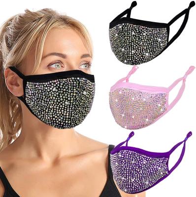 China Factory Wholesale Reusable Halloween Masquerade Face Maskes Shape Reusable Rhinestone Music Festival Maskes For Lady for sale