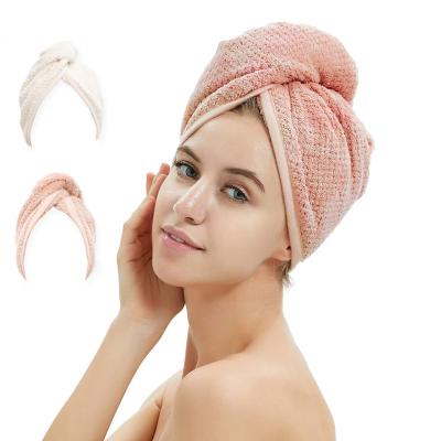 China LOW MOQ Custom Coral Microfiber Fleece Dry Hair Towel LOGO And Color Factory Viable Fast Hair Wrap Turban Dry Super Water Absorbent for sale