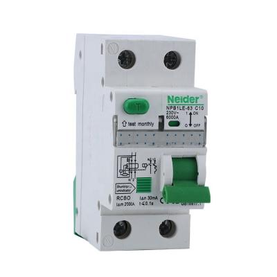 China Earth Leakage Protection NPB1LE-63 2P Residual Current Circuit Breaker With Overload Protection RCBO for sale