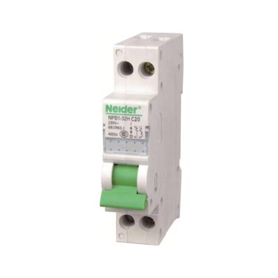 China Best Miniature Brand NPB1-32H 2P 1+N C20 6A-32A NPB1-32H 2P 1+N C20 6A-32A High Breaking Capacity MCB Type 6KA Circuit Breaker for sale