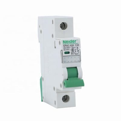 China NPM1-63H C20 20Amp MCB General Electric Miniature Circuit Breaker With ABS Plastic Enclosure 6000A for sale