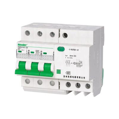 China FG65LE-63 ELCB C32 3 Pole Miniature Earth Leakage Circuit Breaker 32A 6kA / 10kA for sale