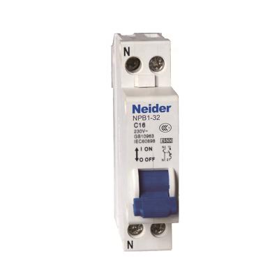 China Silver White Contact Color Neider Brand NPB1-32 2P 1A-40A MCB Type Miniature Circuit Breaker 4.5KA for sale