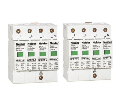 China 16~40 NPBY1-C 3P+N Three Phase AC 40kA 400V Lightning Surge Protector for sale