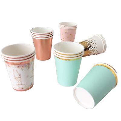 China Wholesale Disposable Paper Cup Color Printing Tanning Birthday Party Disposable Paper Cup 250ml for sale