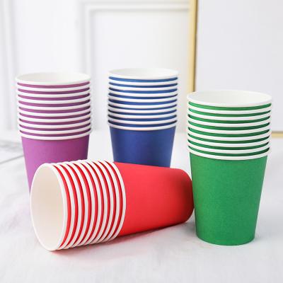 China Wholesale 9oz Biodegradable Pure Color Paper Plate Disposable Paper Cup Coated Paper Cup Custom Logo for sale