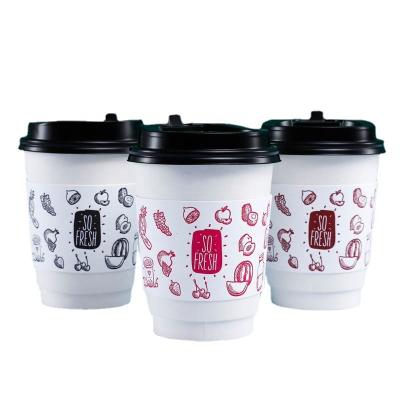 China Recycled Materials Hot Sale Logo Design Printing Disposable Custom PE Coated Coffee Paper Cup Fan In Stock for sale